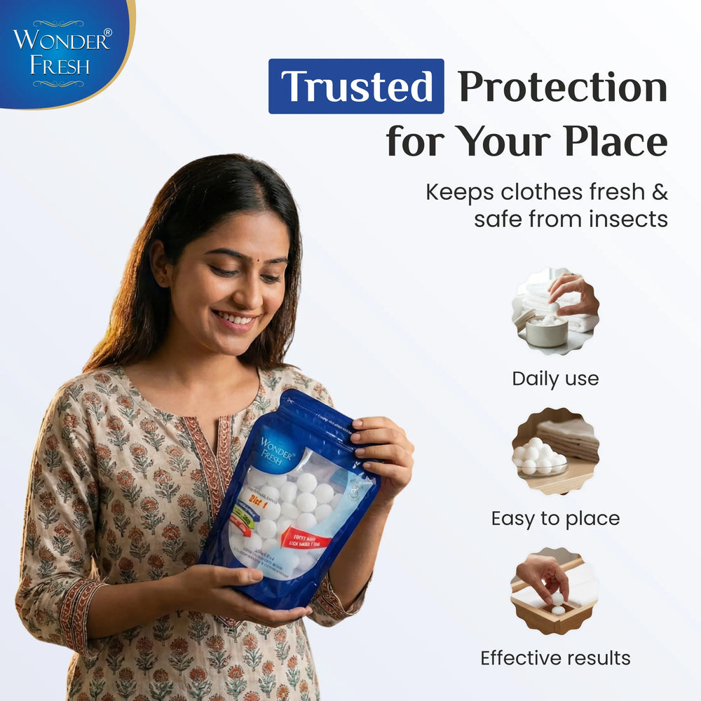 Wonder Fresh Naphthalene Balls - White | Moth Repellent Balls