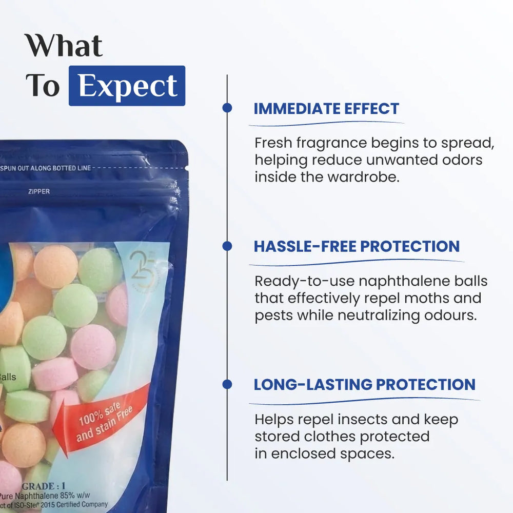 Wonder Fresh Naphthalene Balls - Color | Moth Repellent Balls