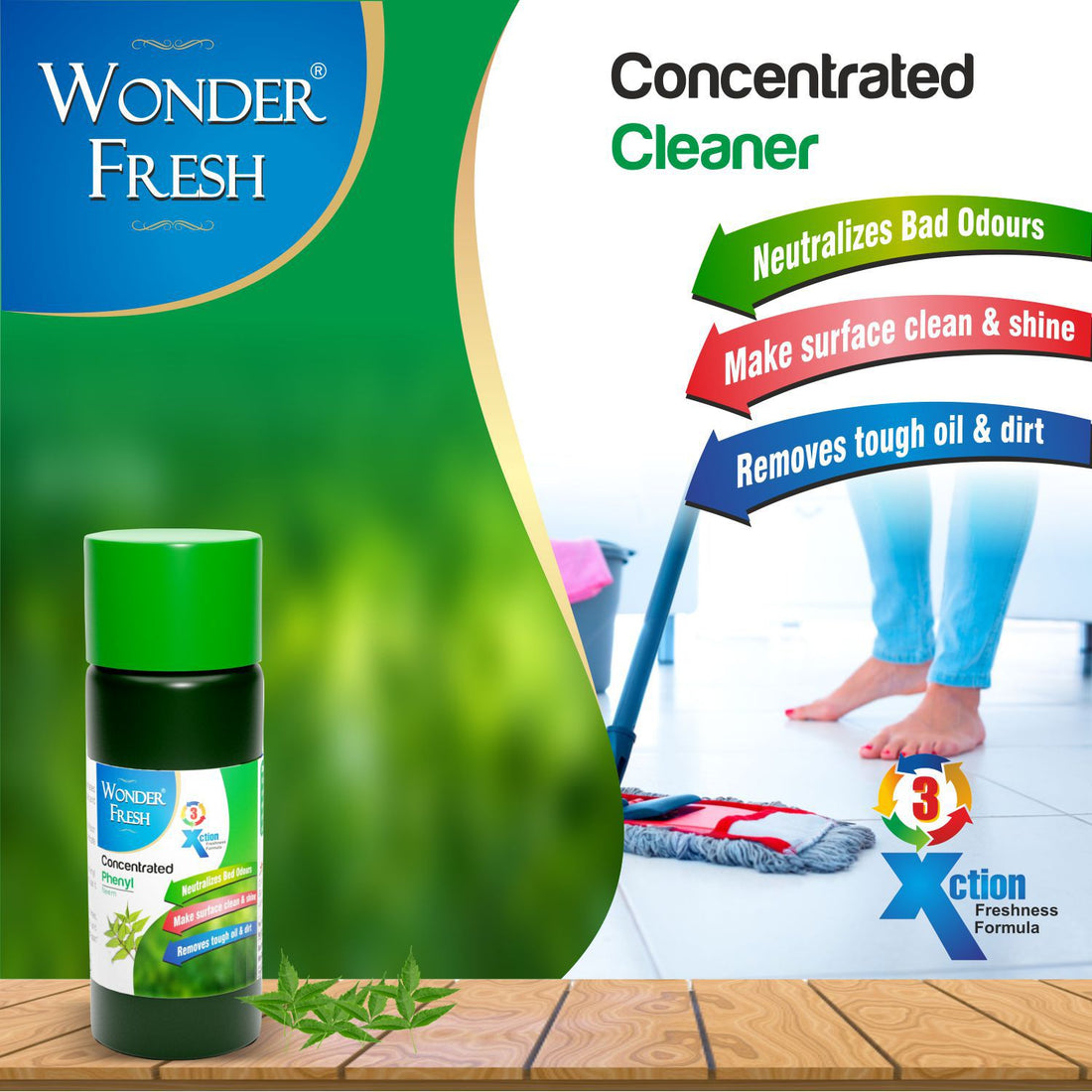 Wonder Fresh Disinfectant Neem Phenyl Liquid Surface Cleaner for Hospitals, Home, Office and Commercial Use  - 200 ml