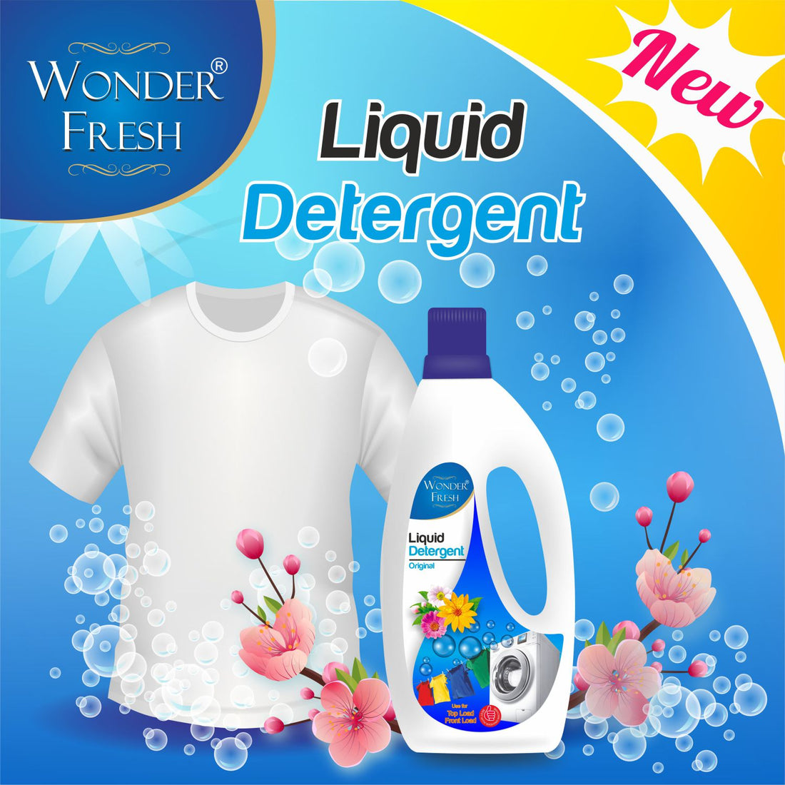 Wonder Fresh Liquid Detergent for Top Load and Front Load Washing Machine - 500 ml