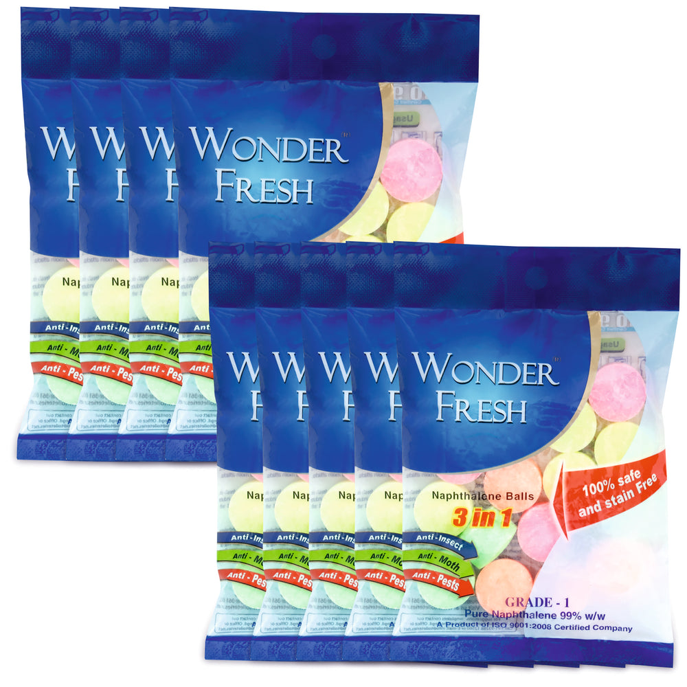 Wonder Fresh Naphthalene Balls 100g Multicoloured | Bathroom Drawer Odor Control
