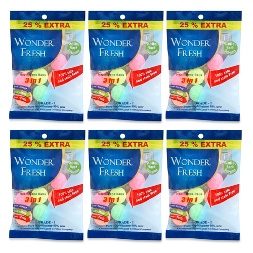 Wonder Fresh Naphthalene Balls 50g | Wardrobe Bathroom Odor Protection | Multicolour