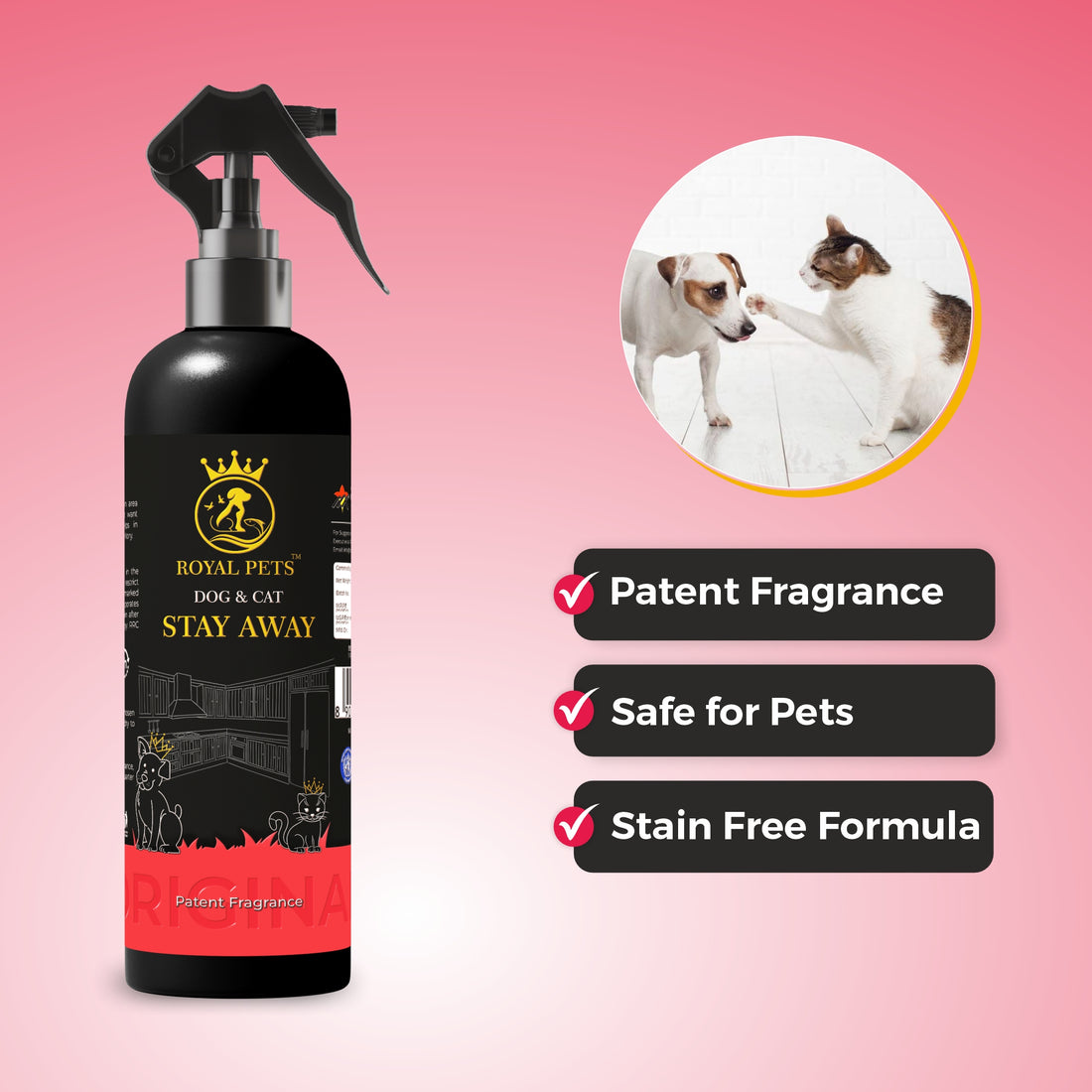 Royal Pets Stay Away Spray for Dog and Cat | Solution to Keep Pets Away From vehicle and Car | 250 ml