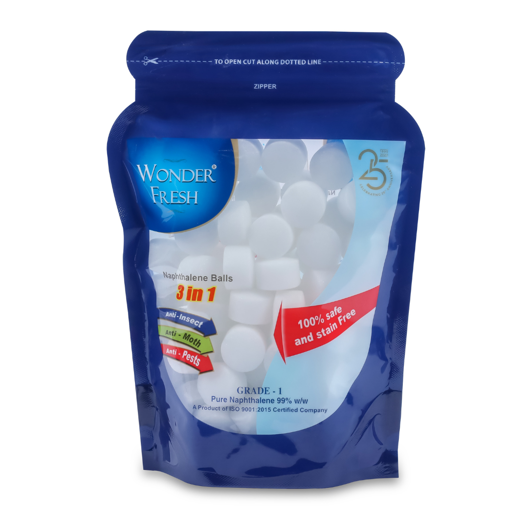 Wonder Fresh Naphthalene Balls for Wardrobe, Bathroom, Bookselves, Drawers, Wash Basin - 500g