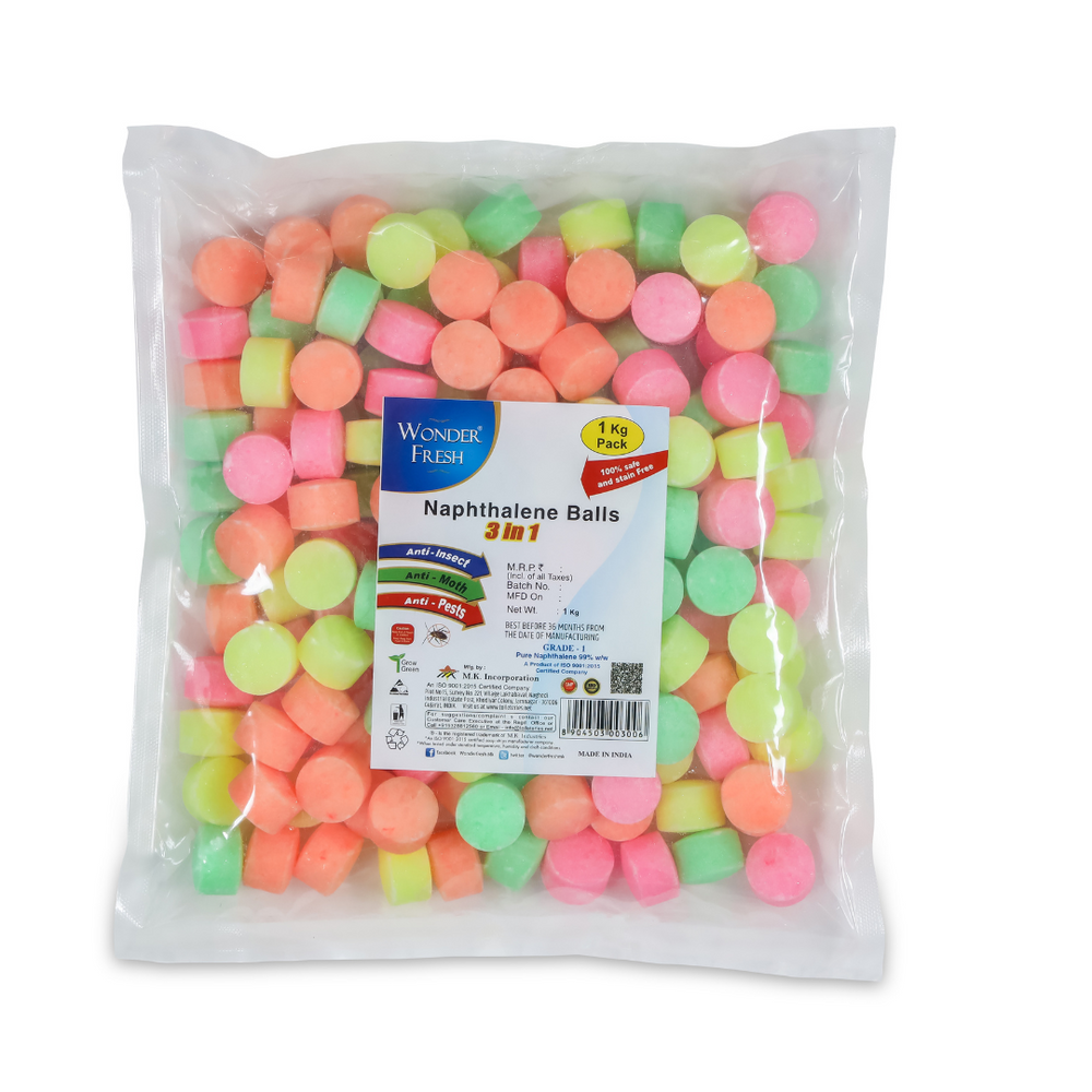 Wonder Fresh Naphthalene Balls 1Kg | Wardrobe Bathroom Odor Control