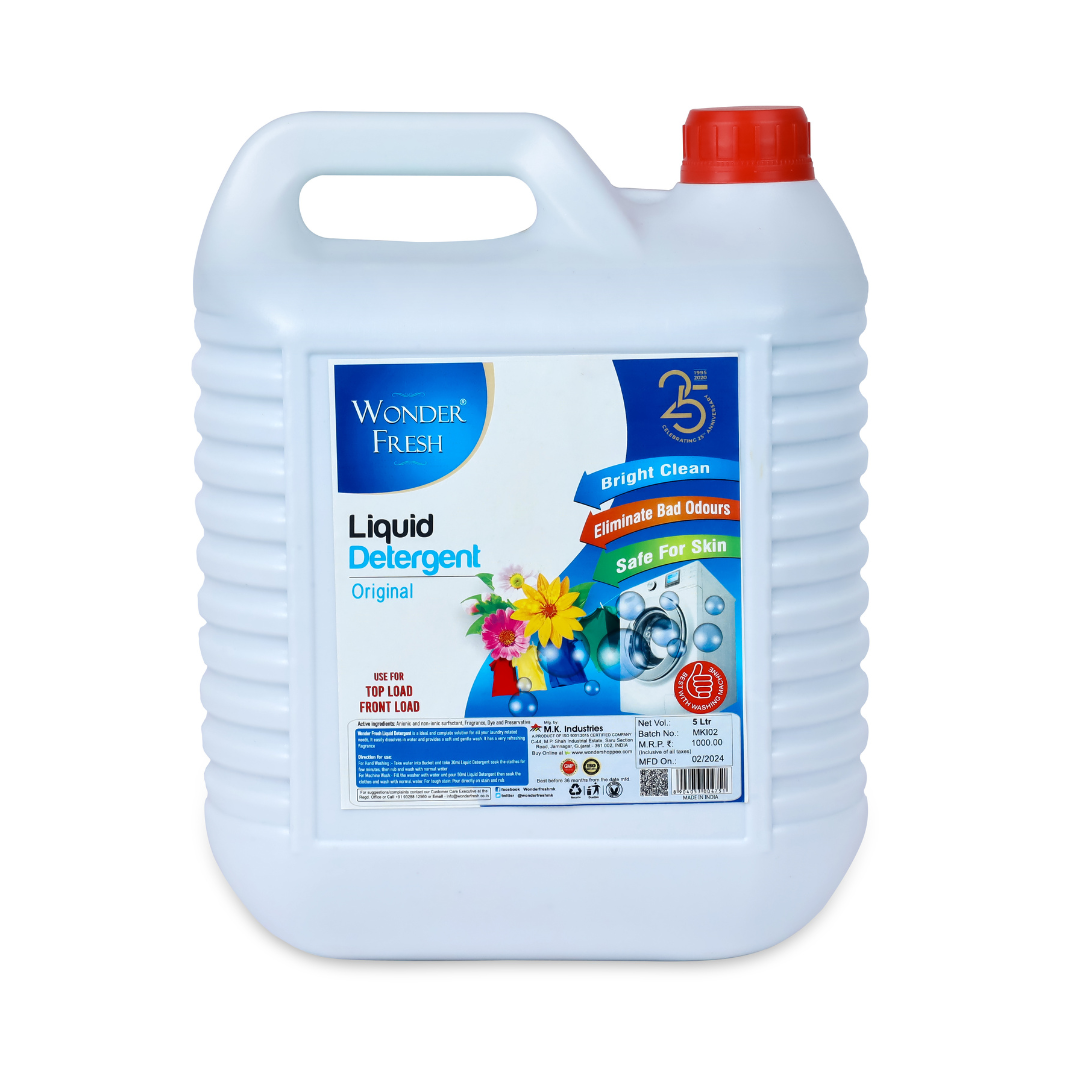 Wonder Fresh Liquid Detergent for Top Load and Front Load Washing Machine - 5 ltr